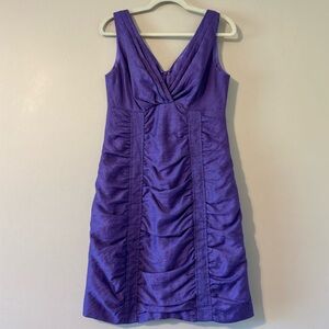 Nanette Lepore | Purple Mini Dress Medium Ruched Bodice Linen Blend